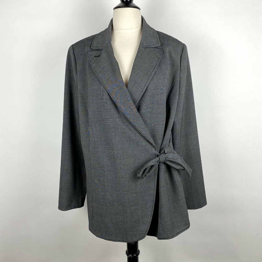 Lane Bryant Gray Wrap Blazer Jacket Size 14
